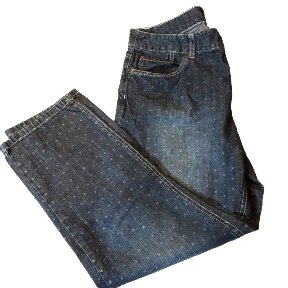 G.H. Bass Capri Jeans Faded Distressed Polka Dots Relaxed Fit size 10